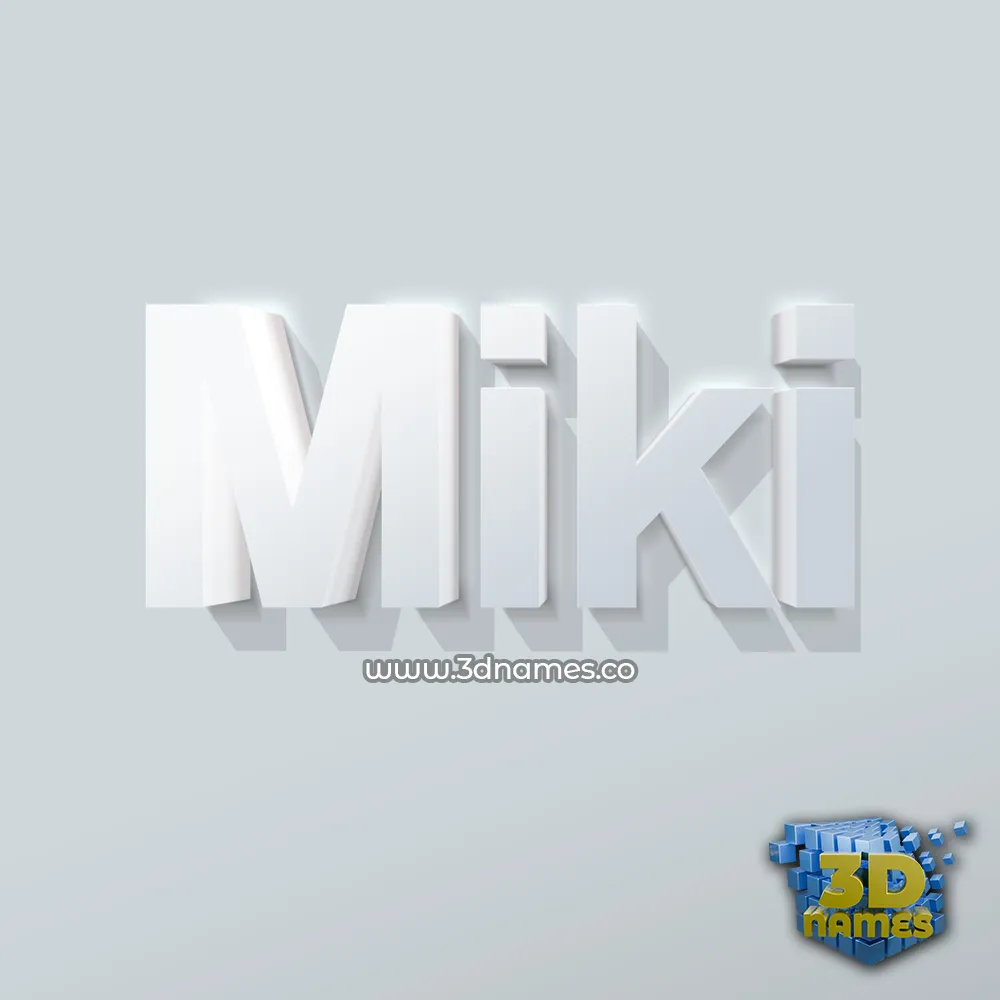 miki in Clean White style - 3D name wallpaper