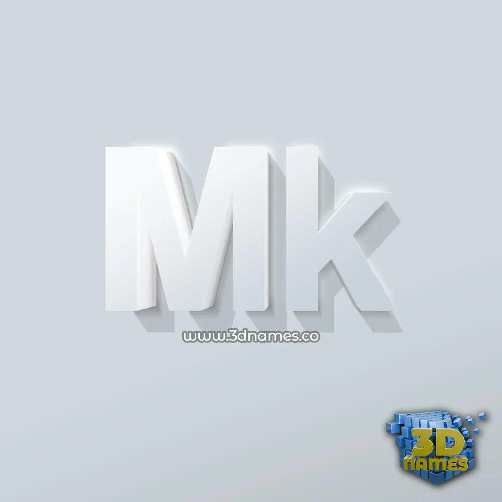 mk in Clean White style - 3D name wallpaper