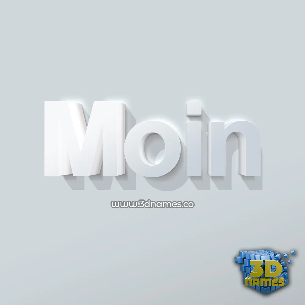 moin in Clean White style - 3D name wallpaper