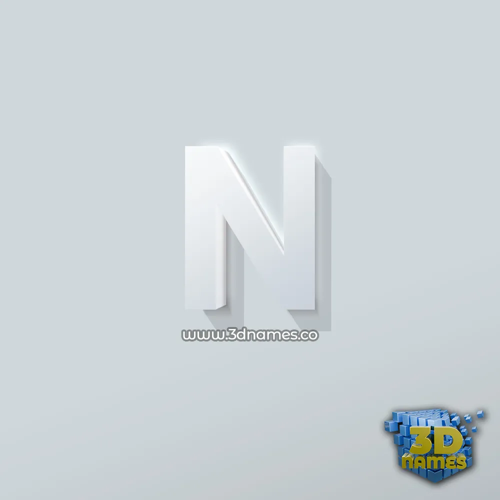 n in Clean White style - 3D name wallpaper