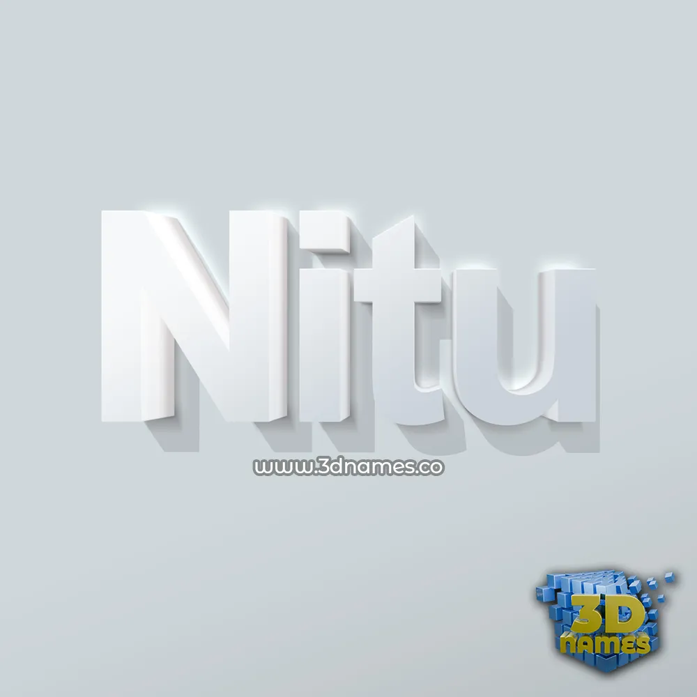 nitu in Clean White style - 3D name wallpaper