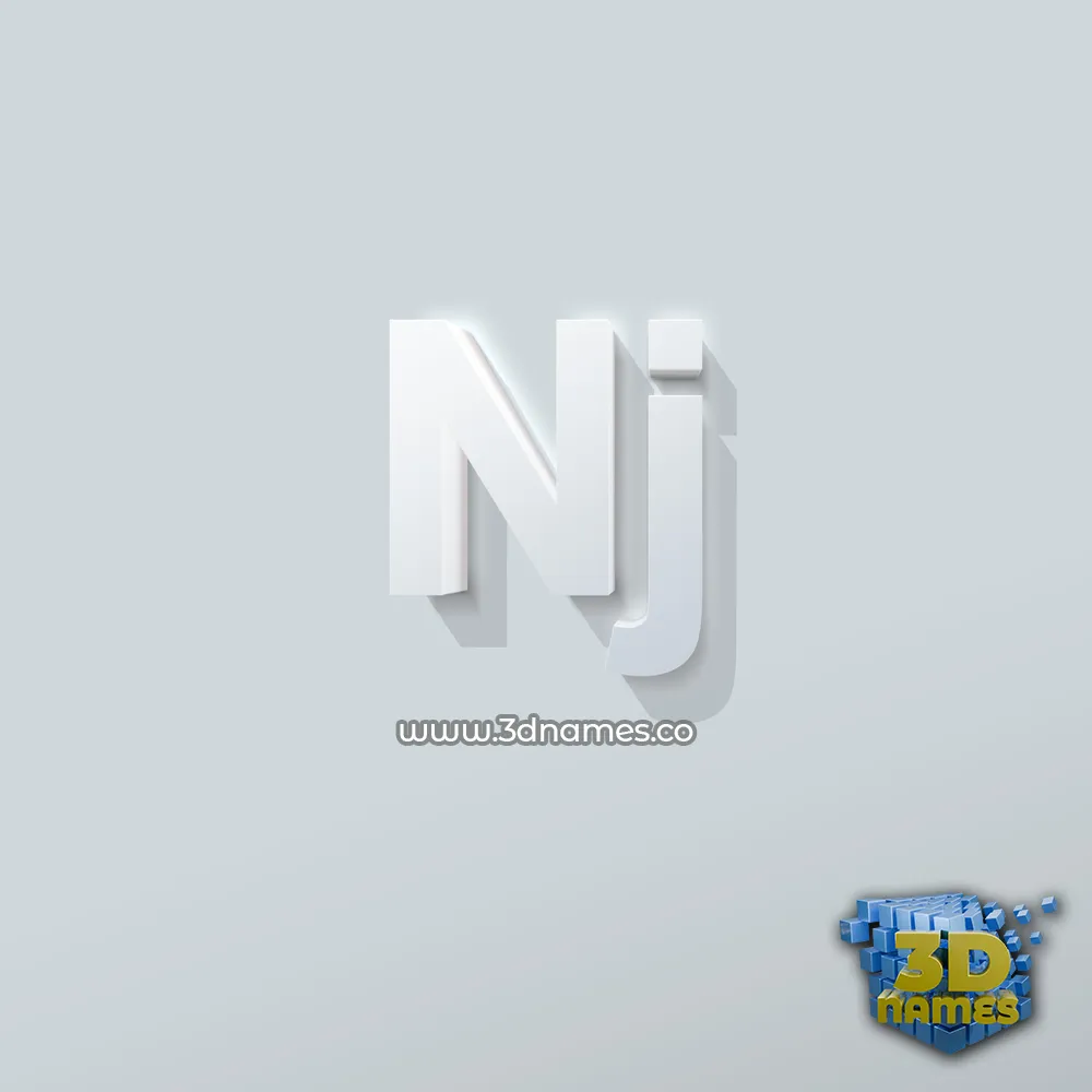 nj in Clean White style - 3D name wallpaper