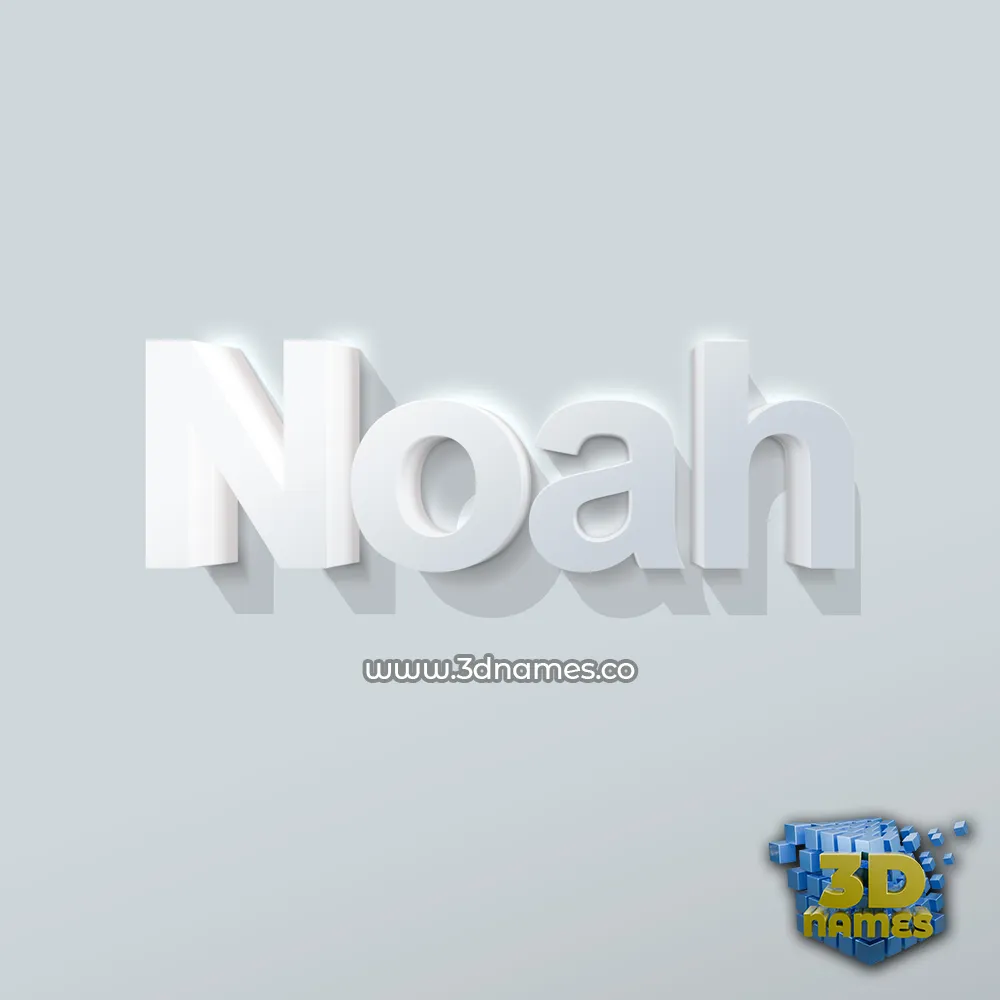 noah in Clean White style - 3D name wallpaper