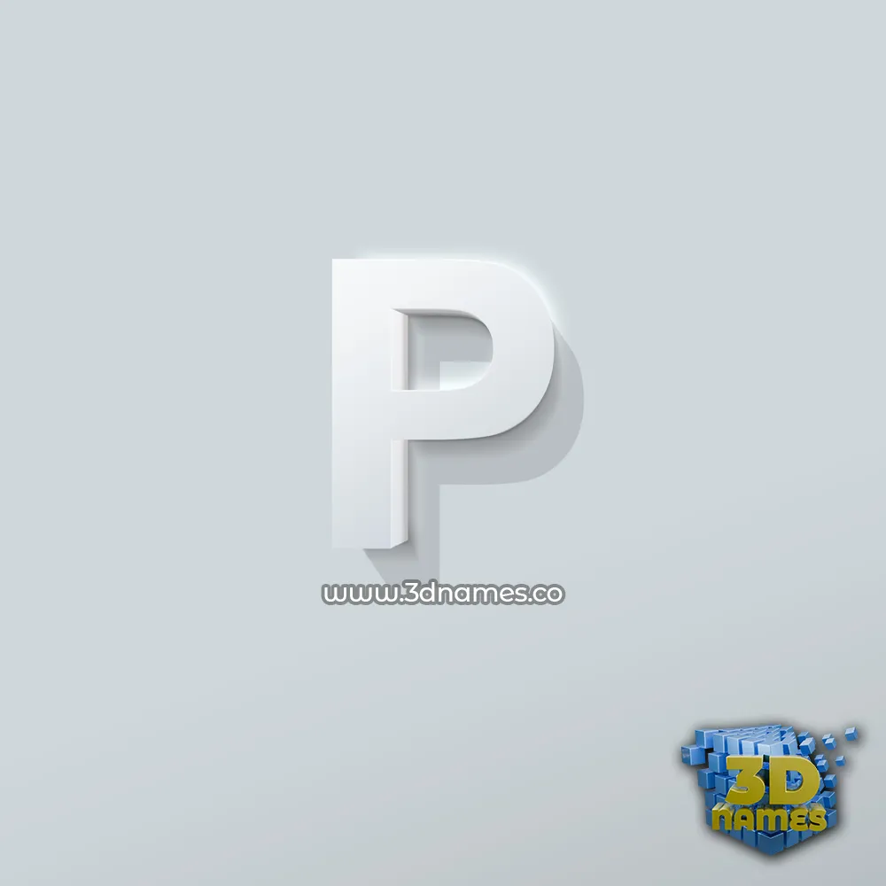 p in Clean White style - 3D name wallpaper