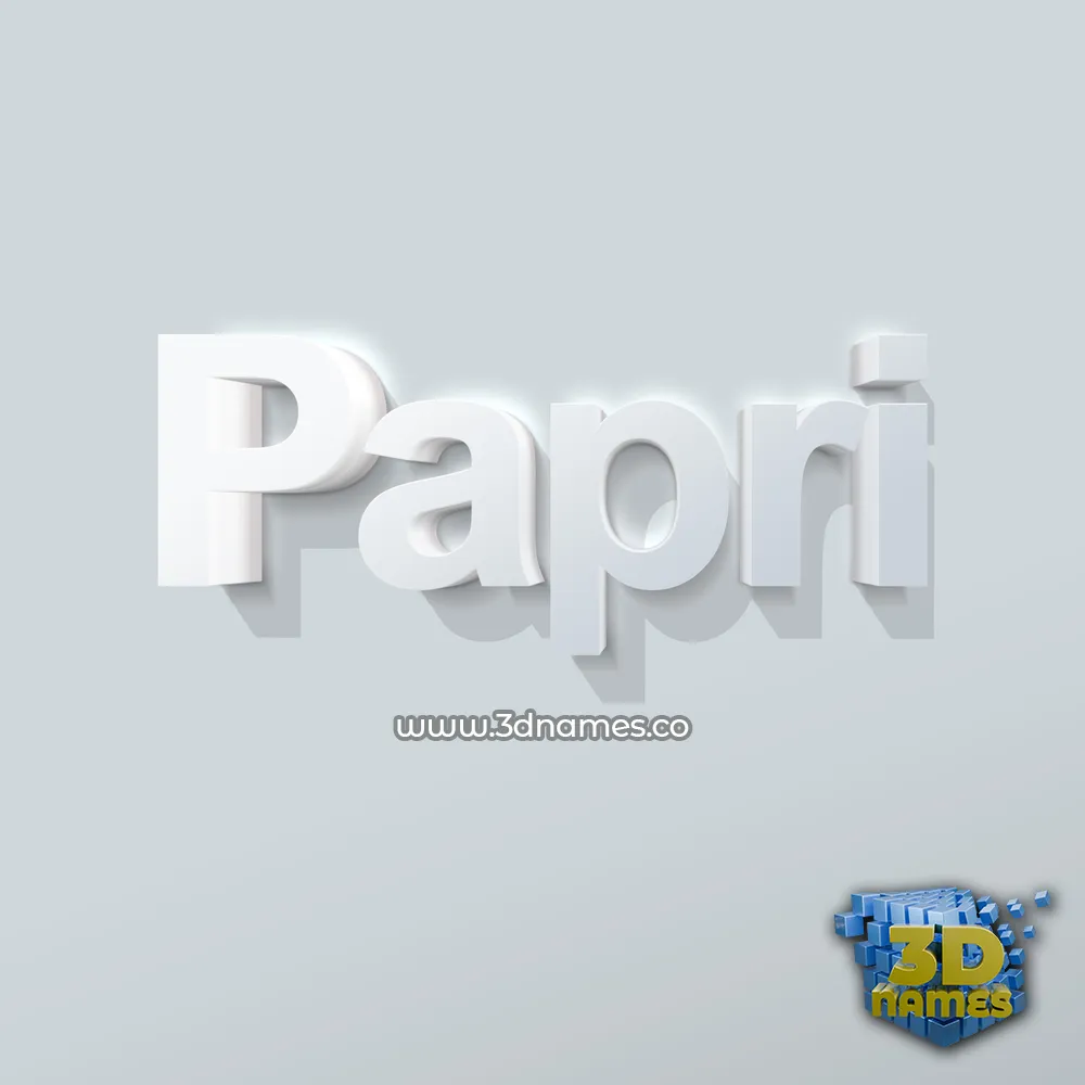 papri in Clean White style - 3D name wallpaper