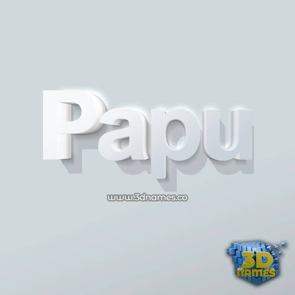 papu in Clean White style - 3D name wallpaper