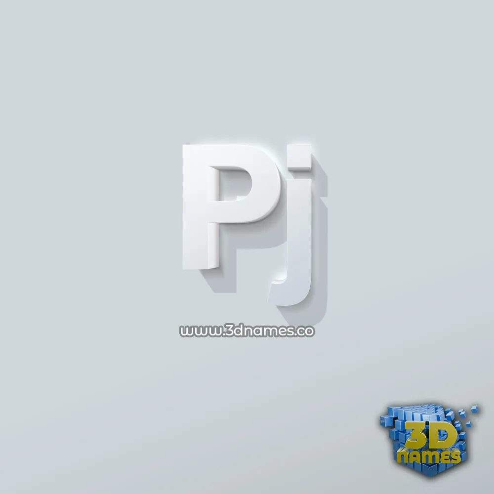 pj in Clean White style - 3D name wallpaper