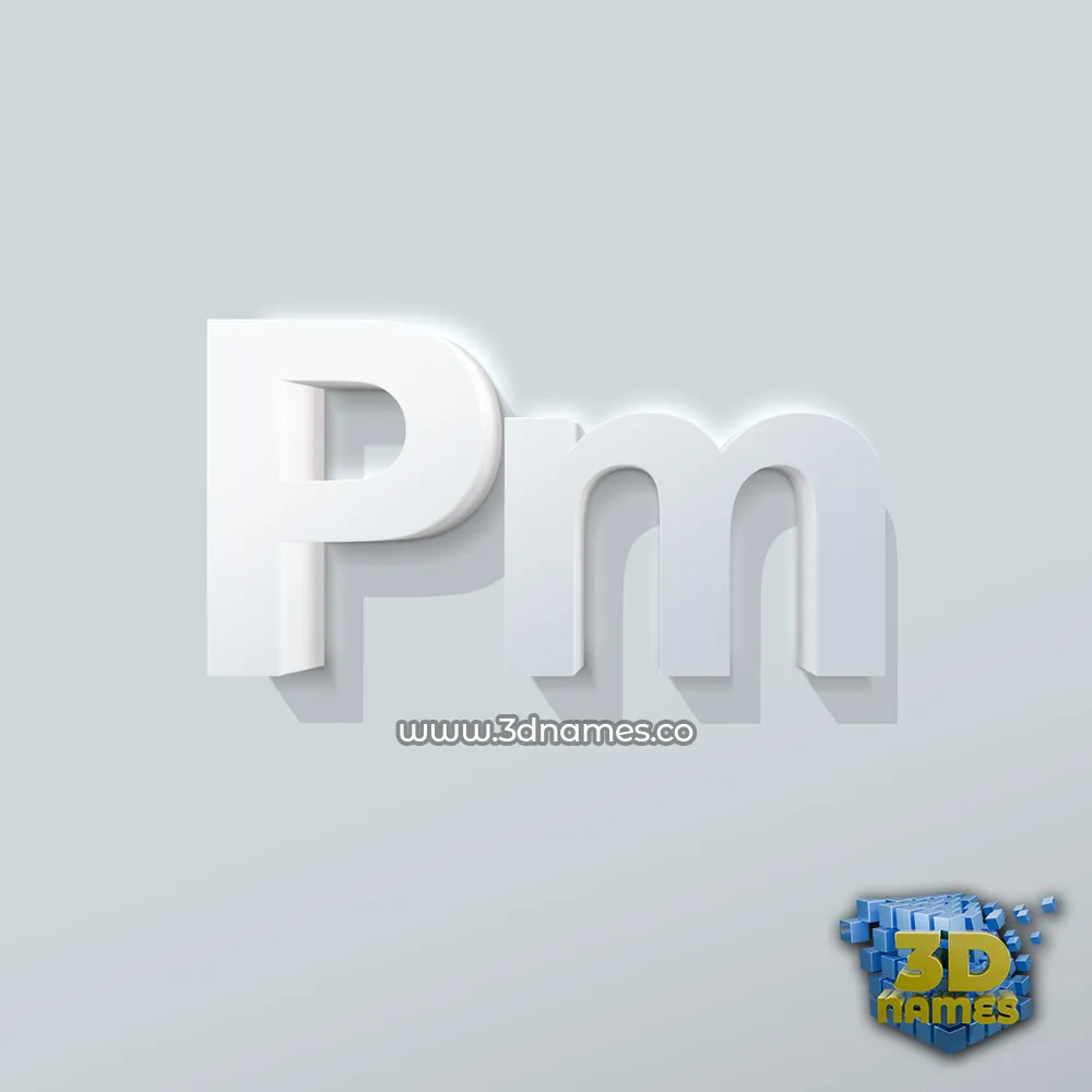 pm in Clean White style - 3D name wallpaper