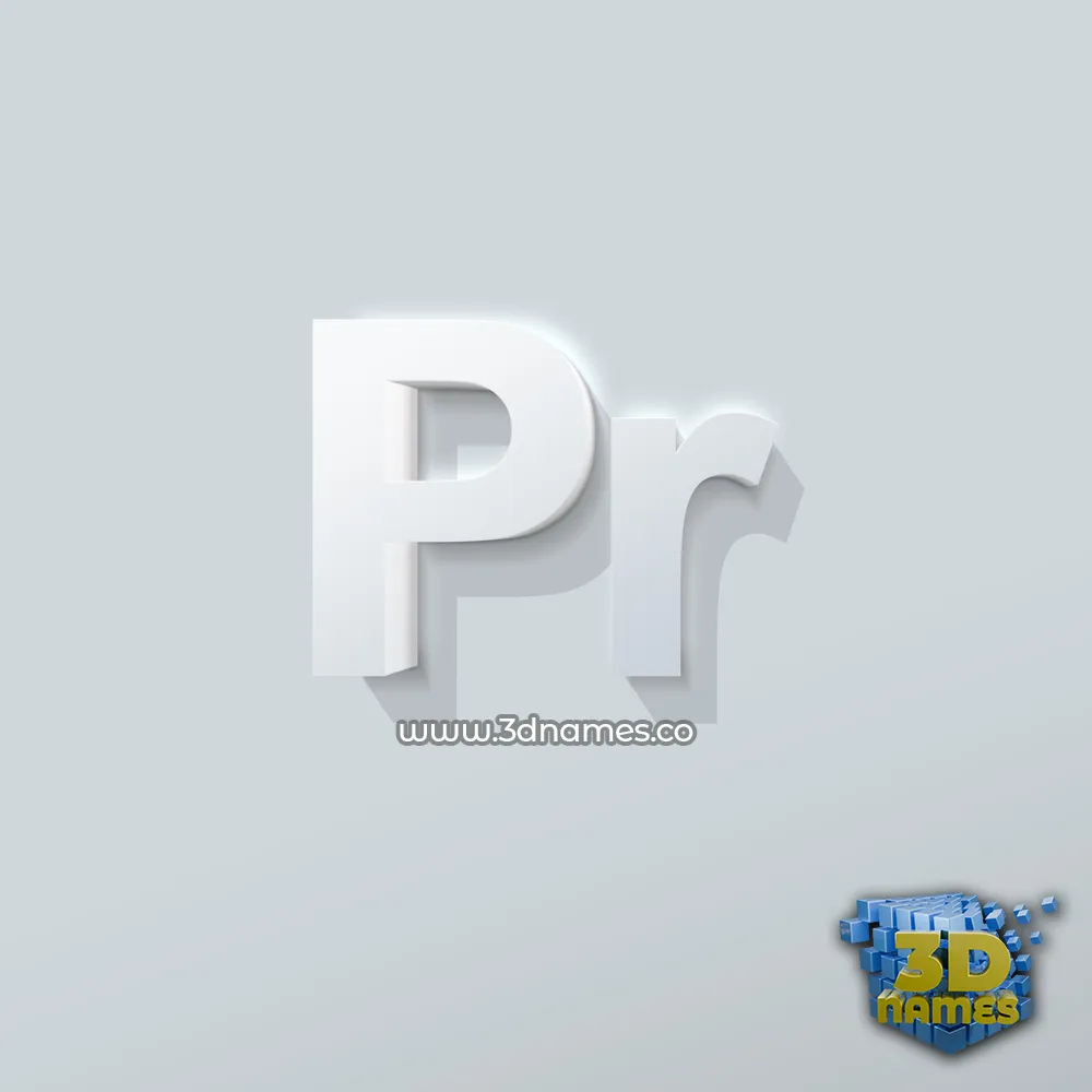 pr in Clean White style - 3D name wallpaper