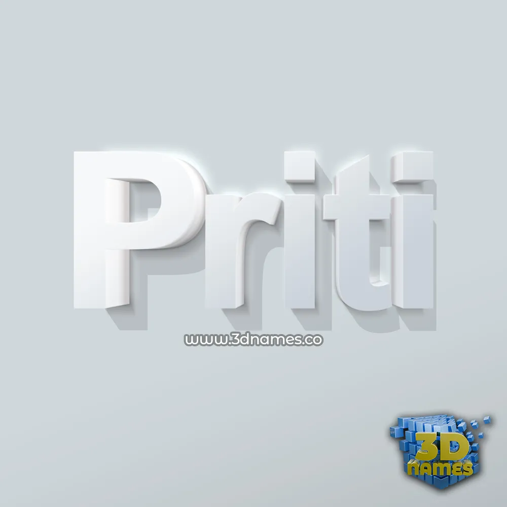 priti in Clean White style - 3D name wallpaper