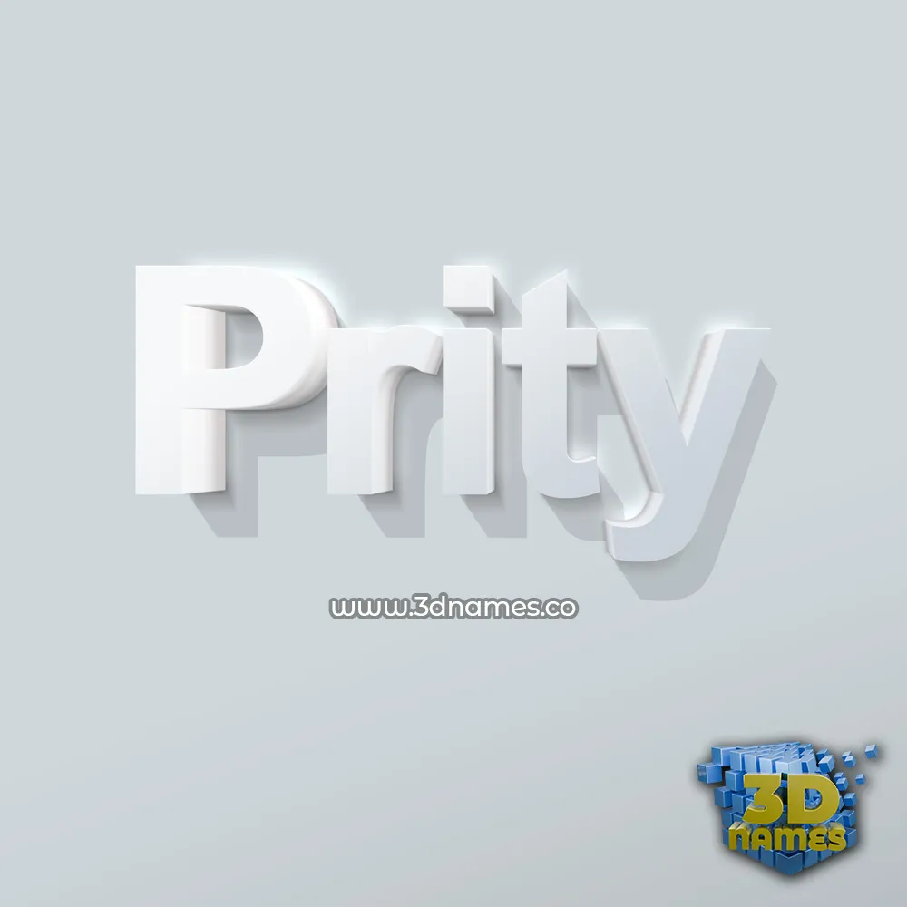 prity in Clean White style - 3D name wallpaper