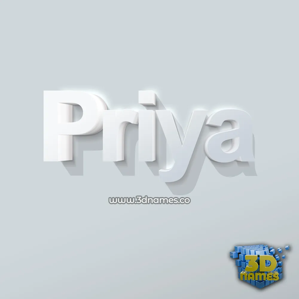 priya in Clean White style - 3D name wallpaper