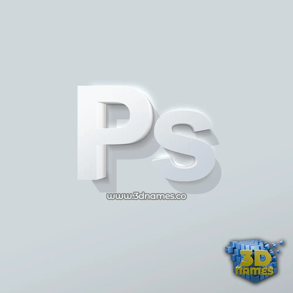 ps in Clean White style - 3D name wallpaper