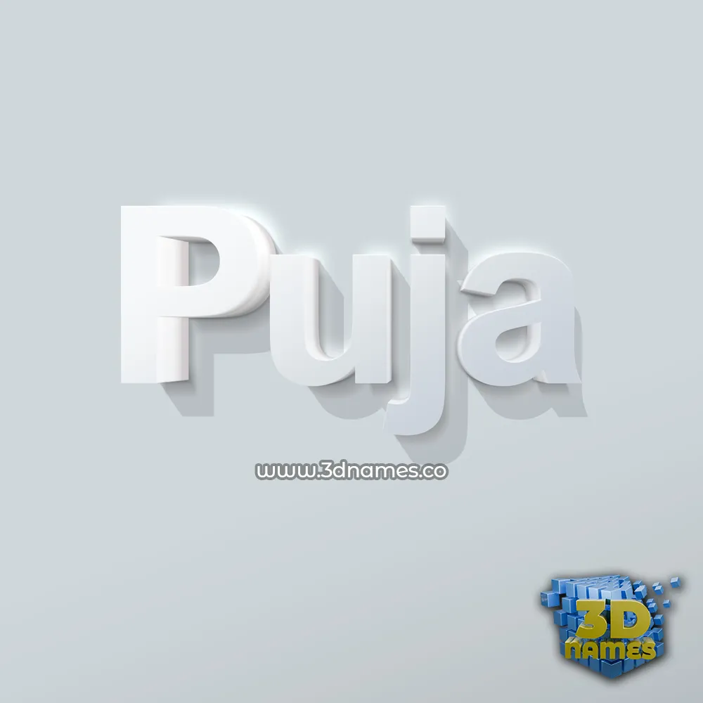 puja in Clean White style - 3D name wallpaper