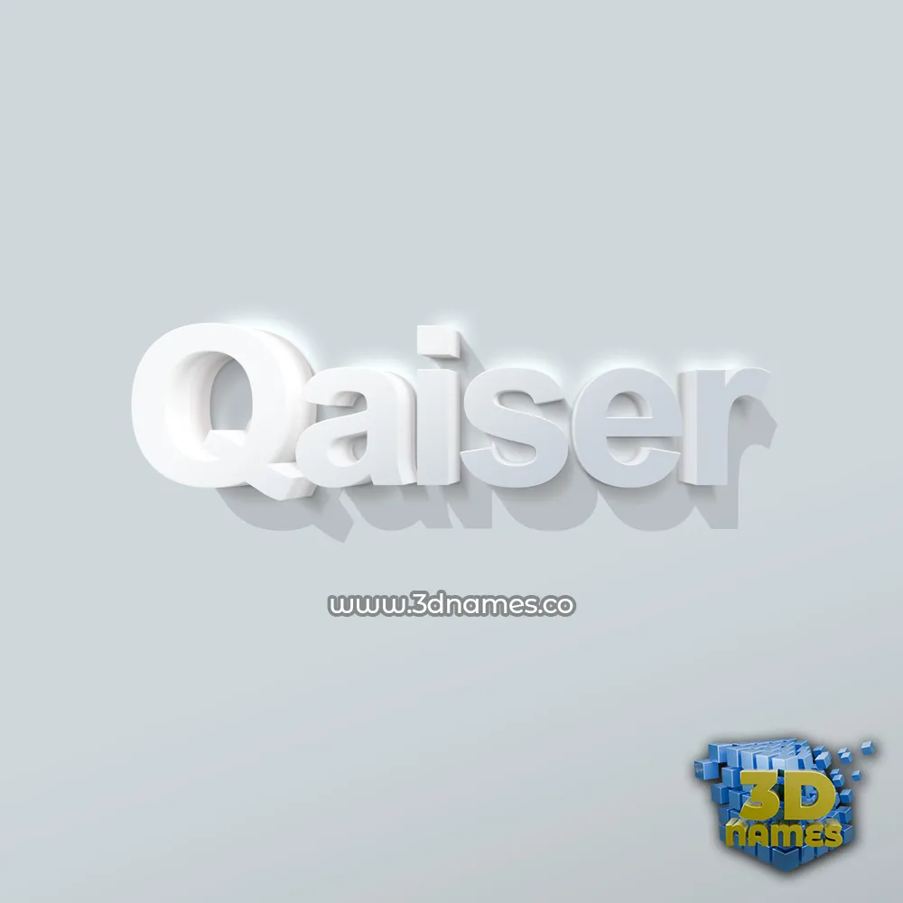 qaiser in Clean White style - 3D name wallpaper