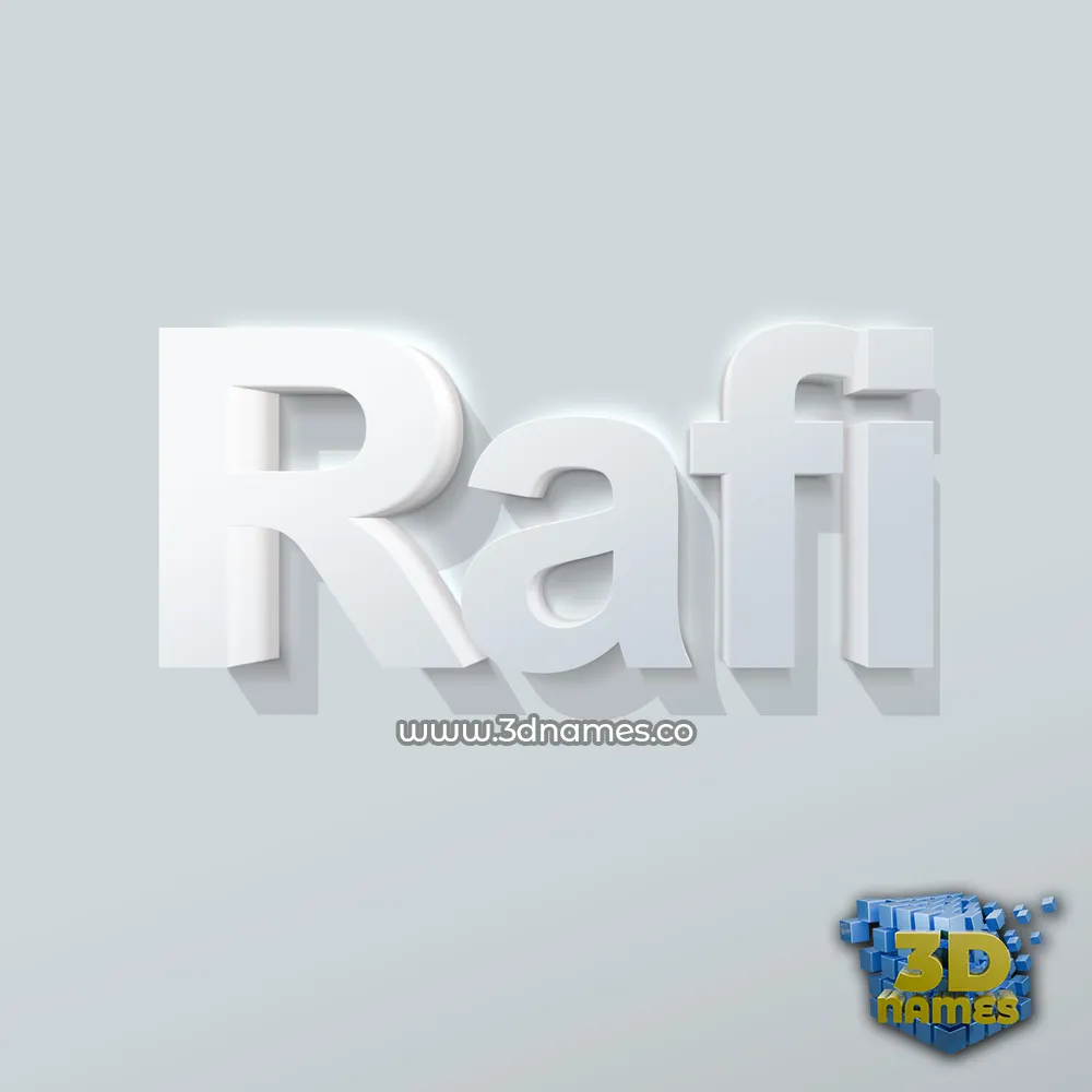 rafi in Clean White style - 3D name wallpaper