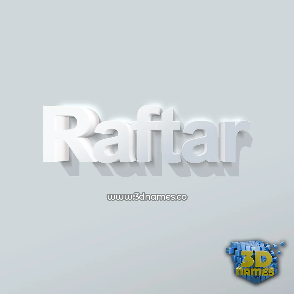 raftar in Clean White style - 3D name wallpaper