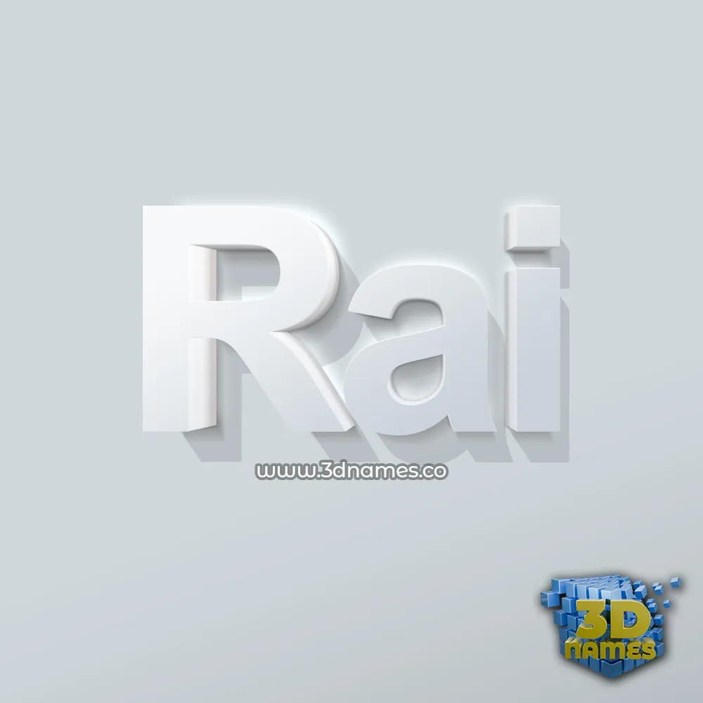 rai in Clean White style - 3D name wallpaper
