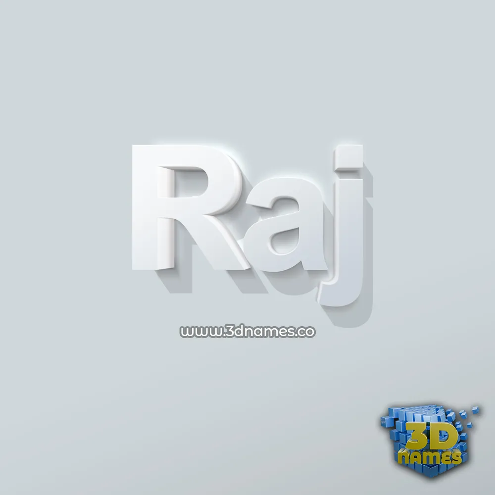 raj in Clean White style - 3D name wallpaper