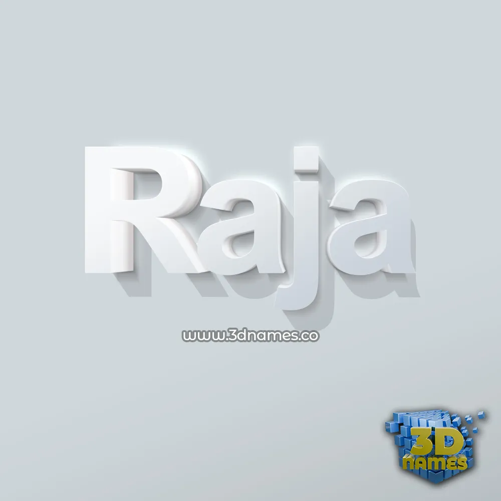 raja in Clean White style - 3D name wallpaper