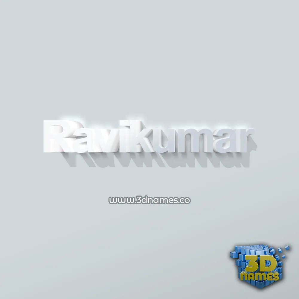 ravikumar in Clean White style - 3D name wallpaper