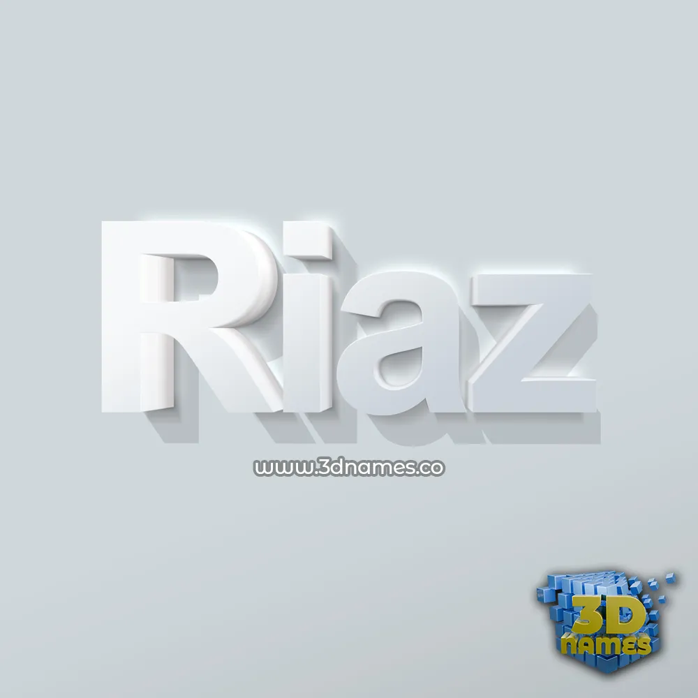 riaz in Clean White style - 3D name wallpaper