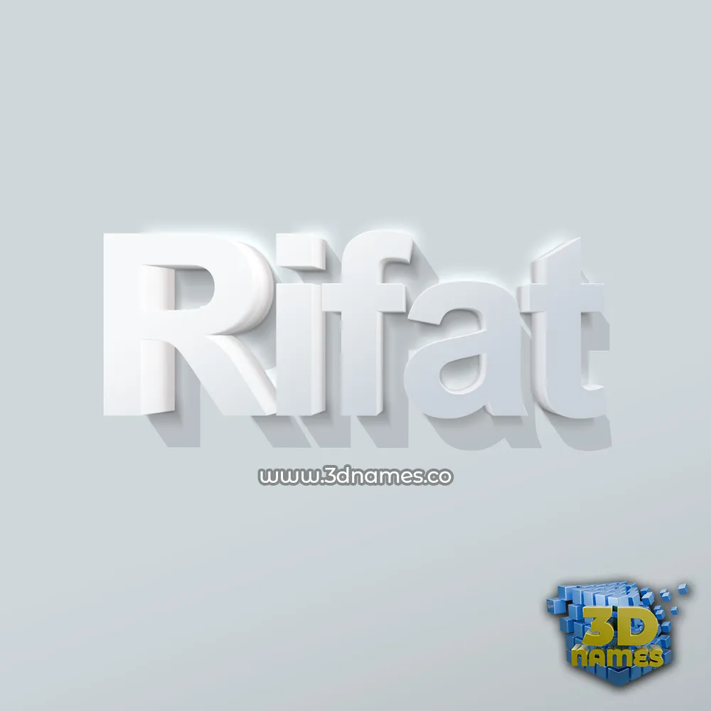 rifat in Clean White style - 3D name wallpaper