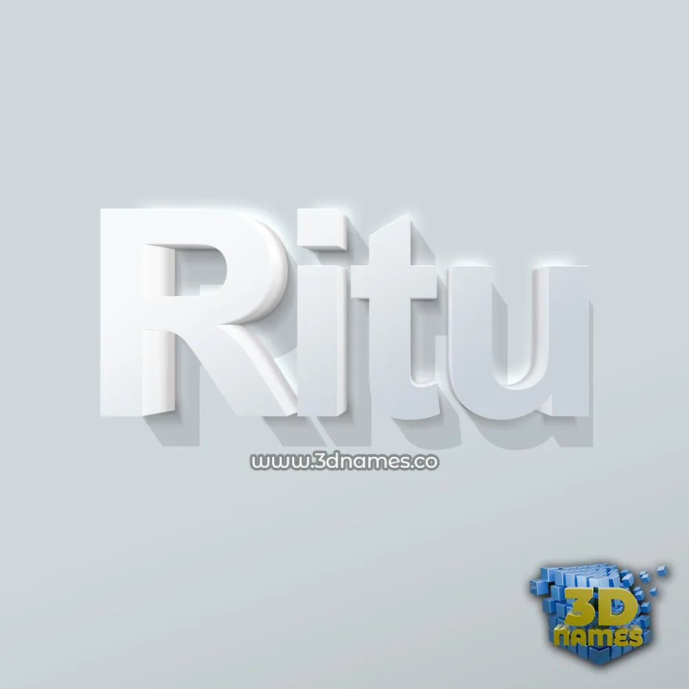 ritu in Clean White style - 3D name wallpaper
