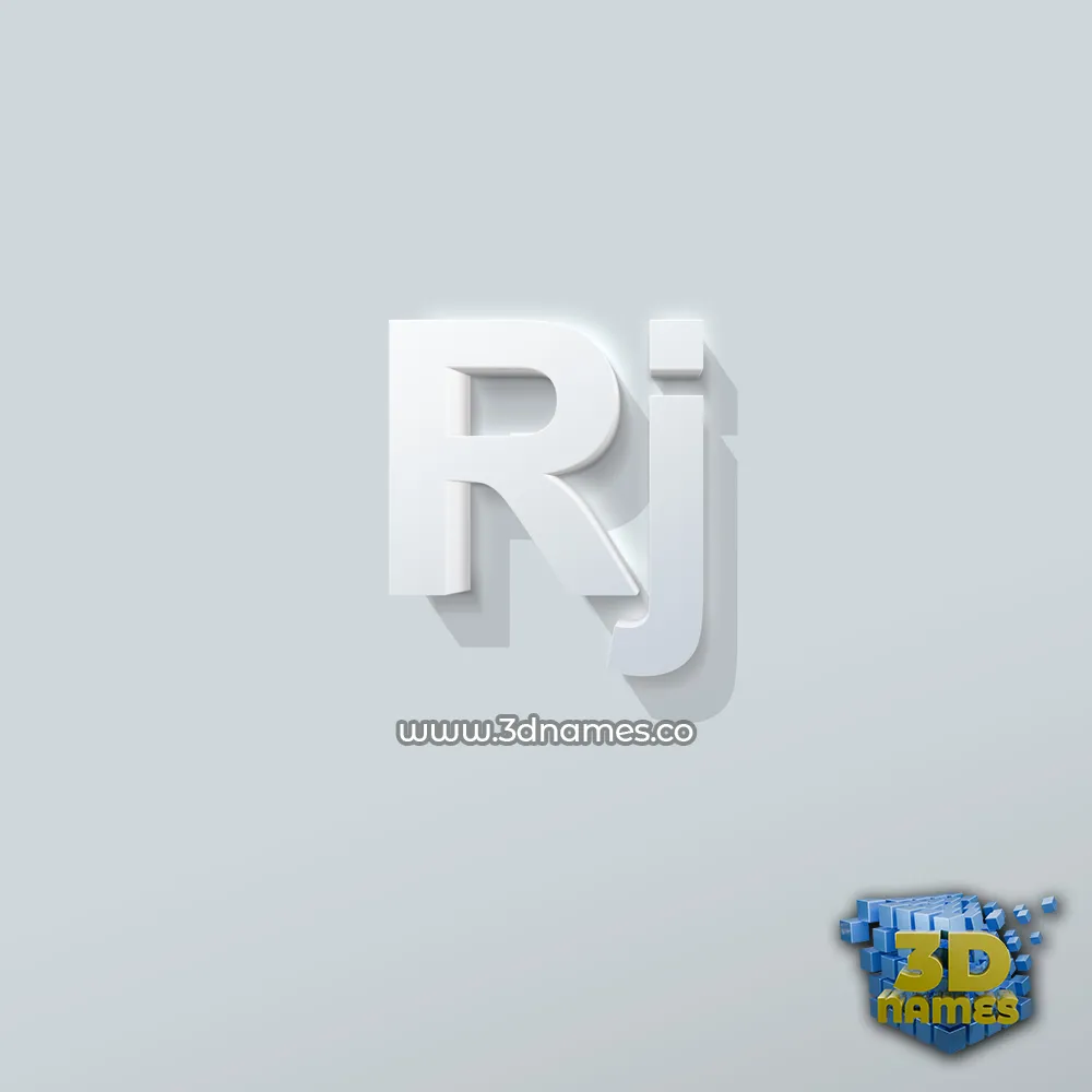 rj in Clean White style - 3D name wallpaper