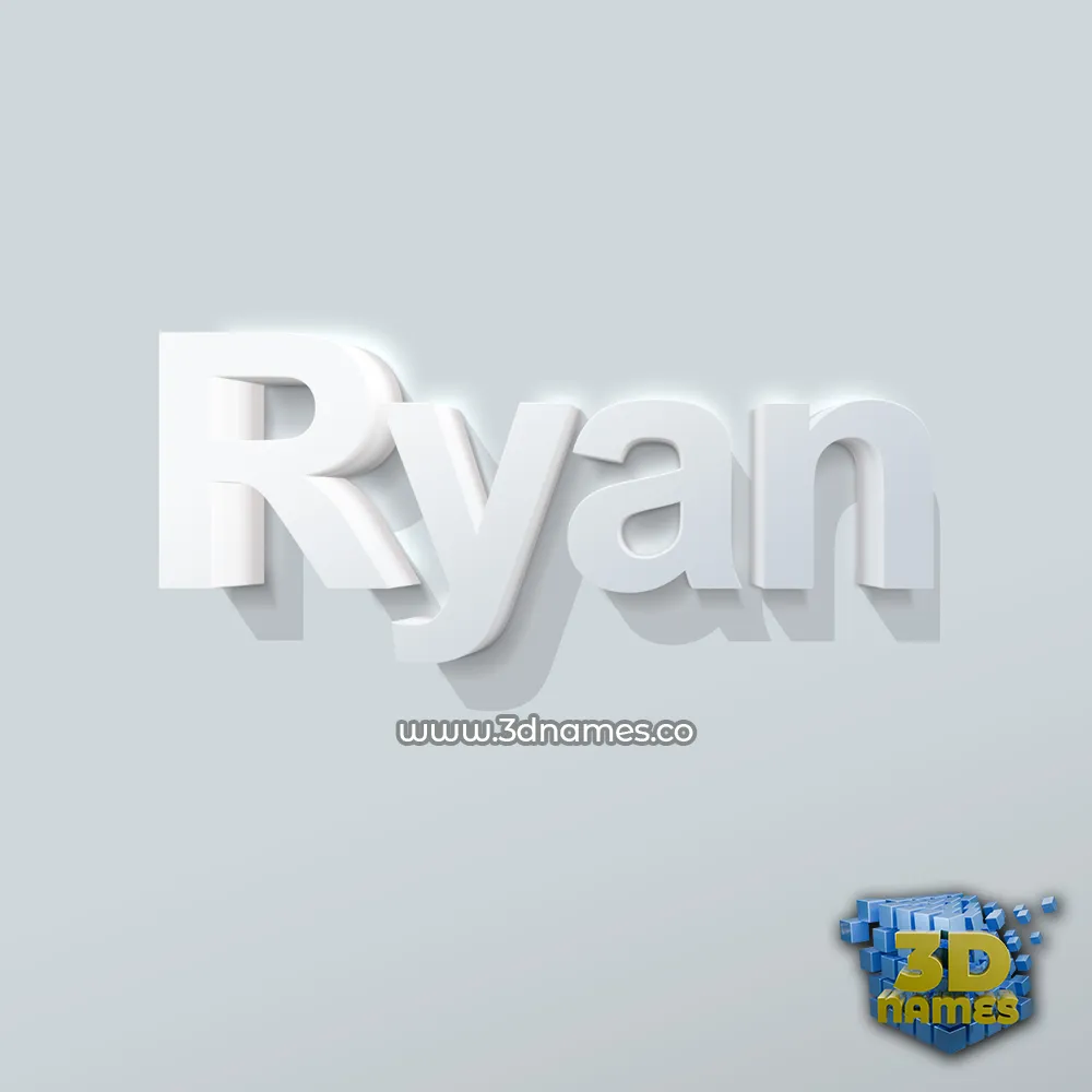 ryan in Clean White style - 3D name wallpaper