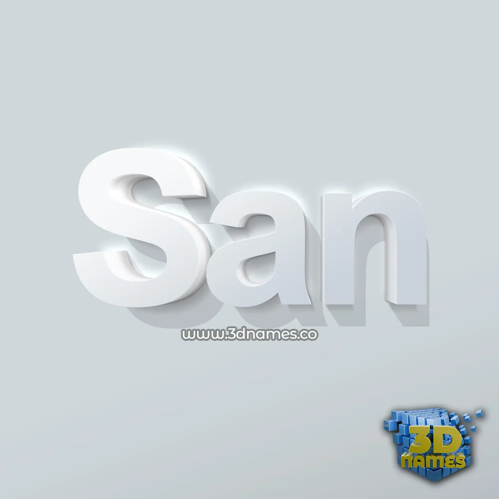 san in Clean White style - 3D name wallpaper