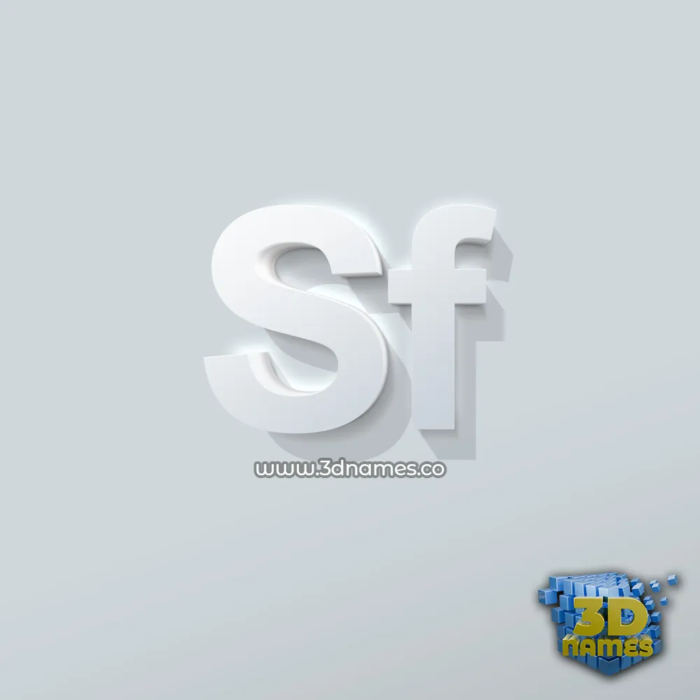 sf in Clean White style - 3D name wallpaper