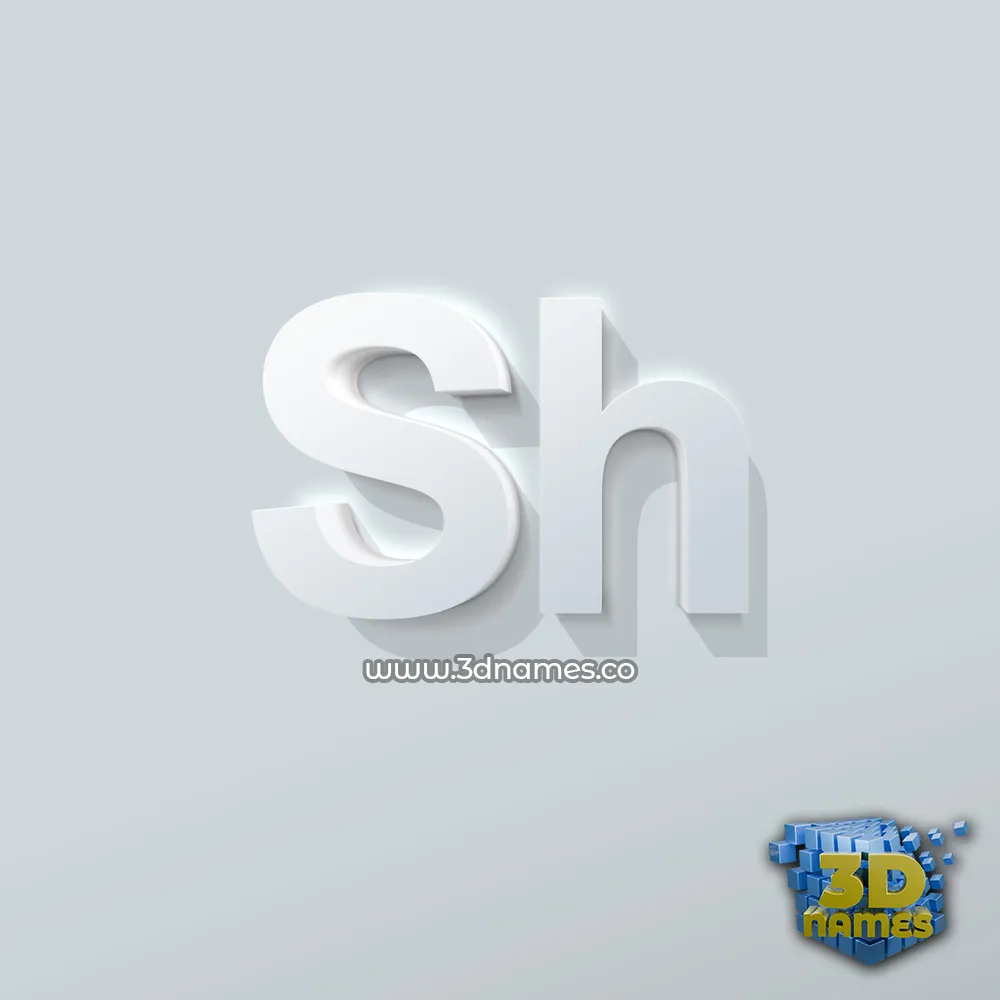 sh in Clean White style - 3D name wallpaper