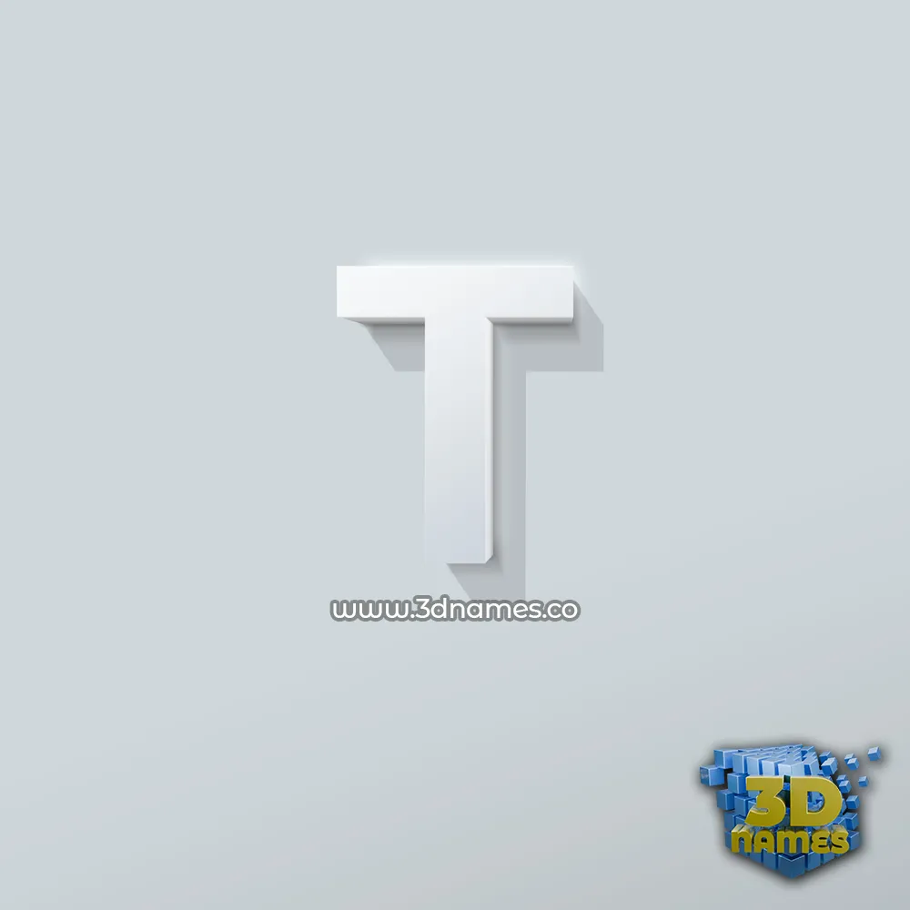 t in Clean White style - 3D name wallpaper
