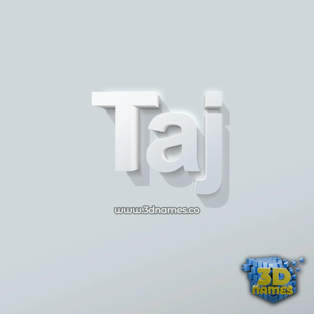 taj in Clean White style - 3D name wallpaper