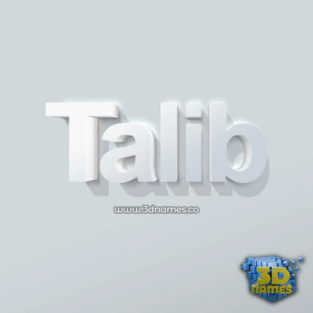 talib in Clean White style - 3D name wallpaper