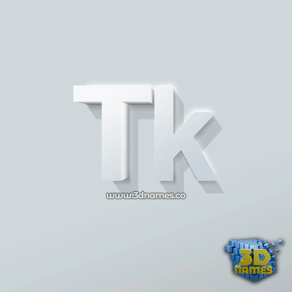 tk in Clean White style - 3D name wallpaper