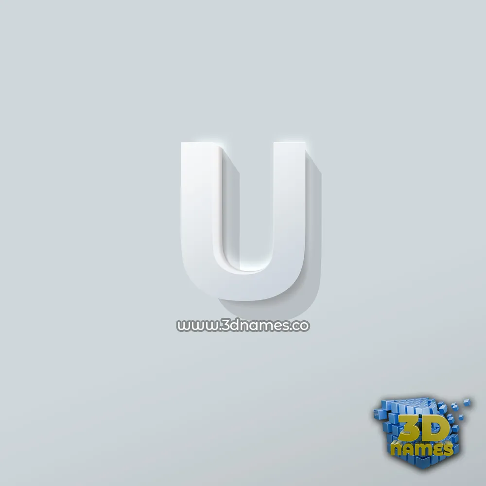 u in Clean White style - 3D name wallpaper