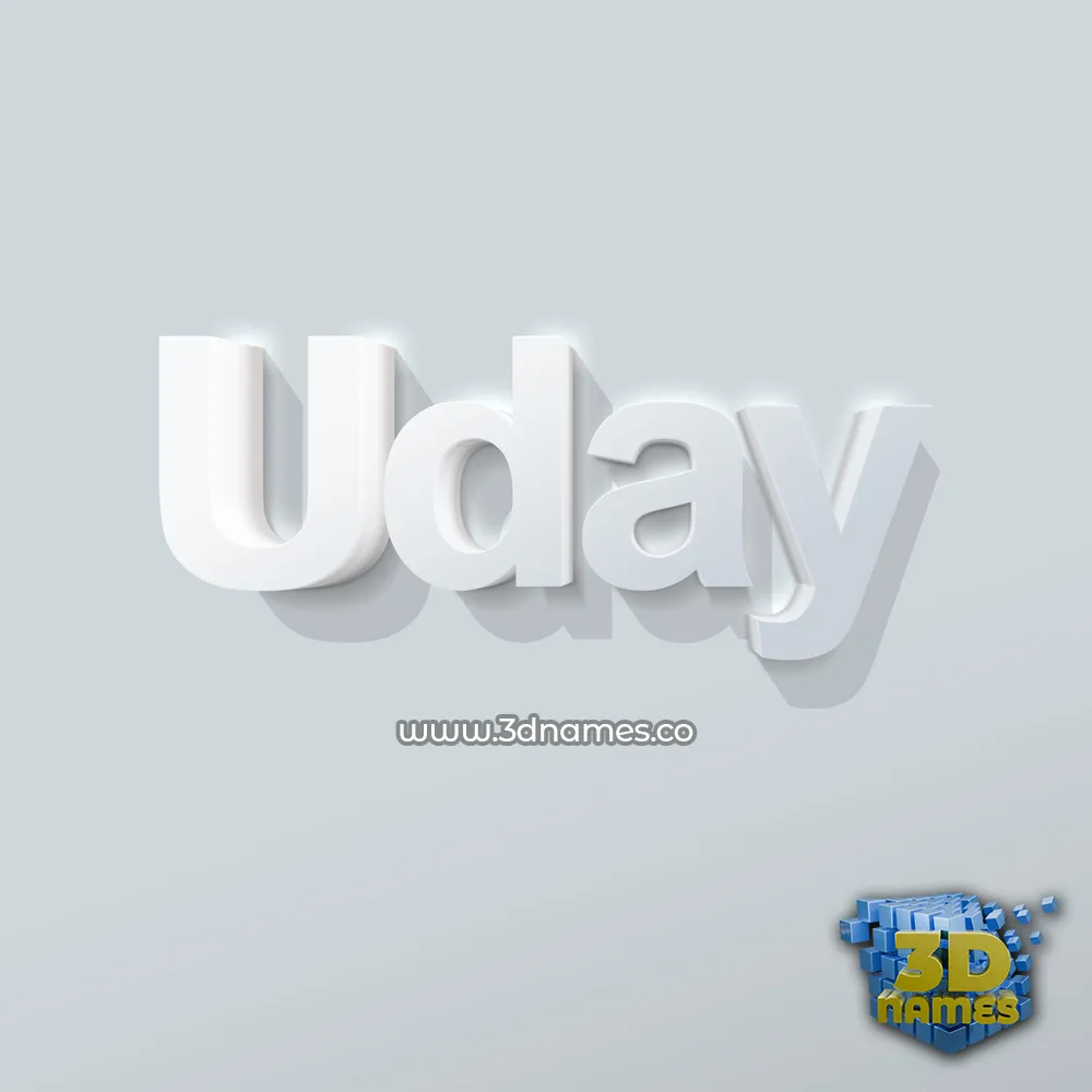 uday in Clean White style - 3D name wallpaper