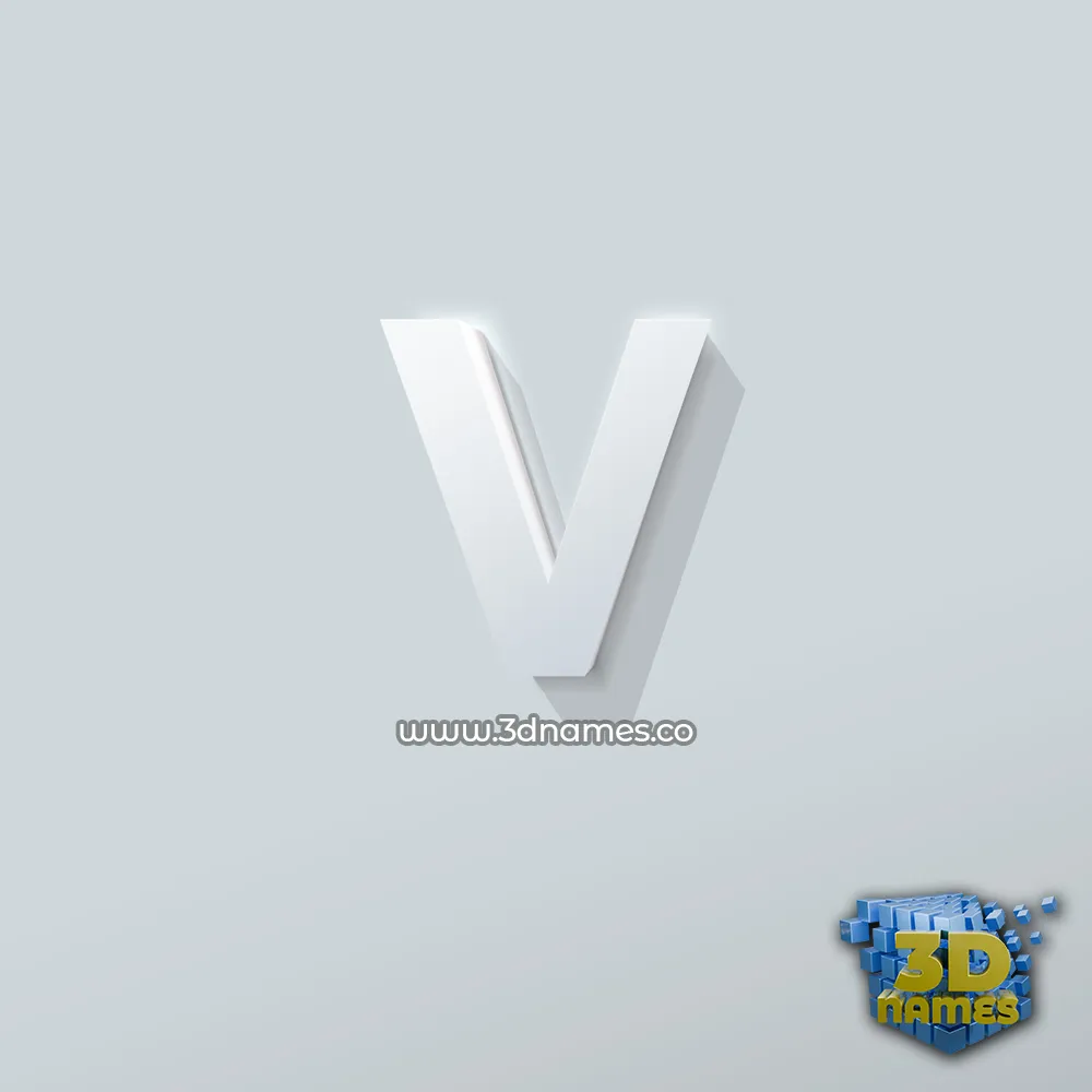 v in Clean White style - 3D name wallpaper