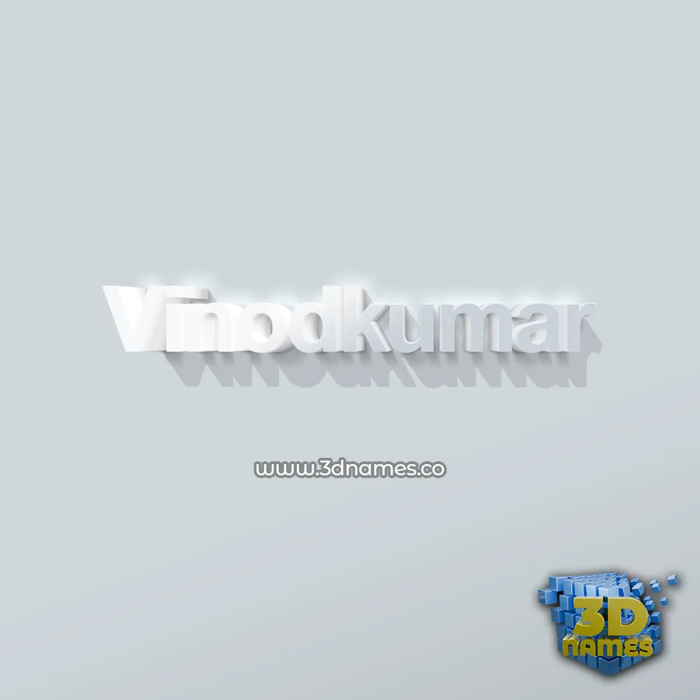 vinodkumar in Clean White style - 3D name wallpaper
