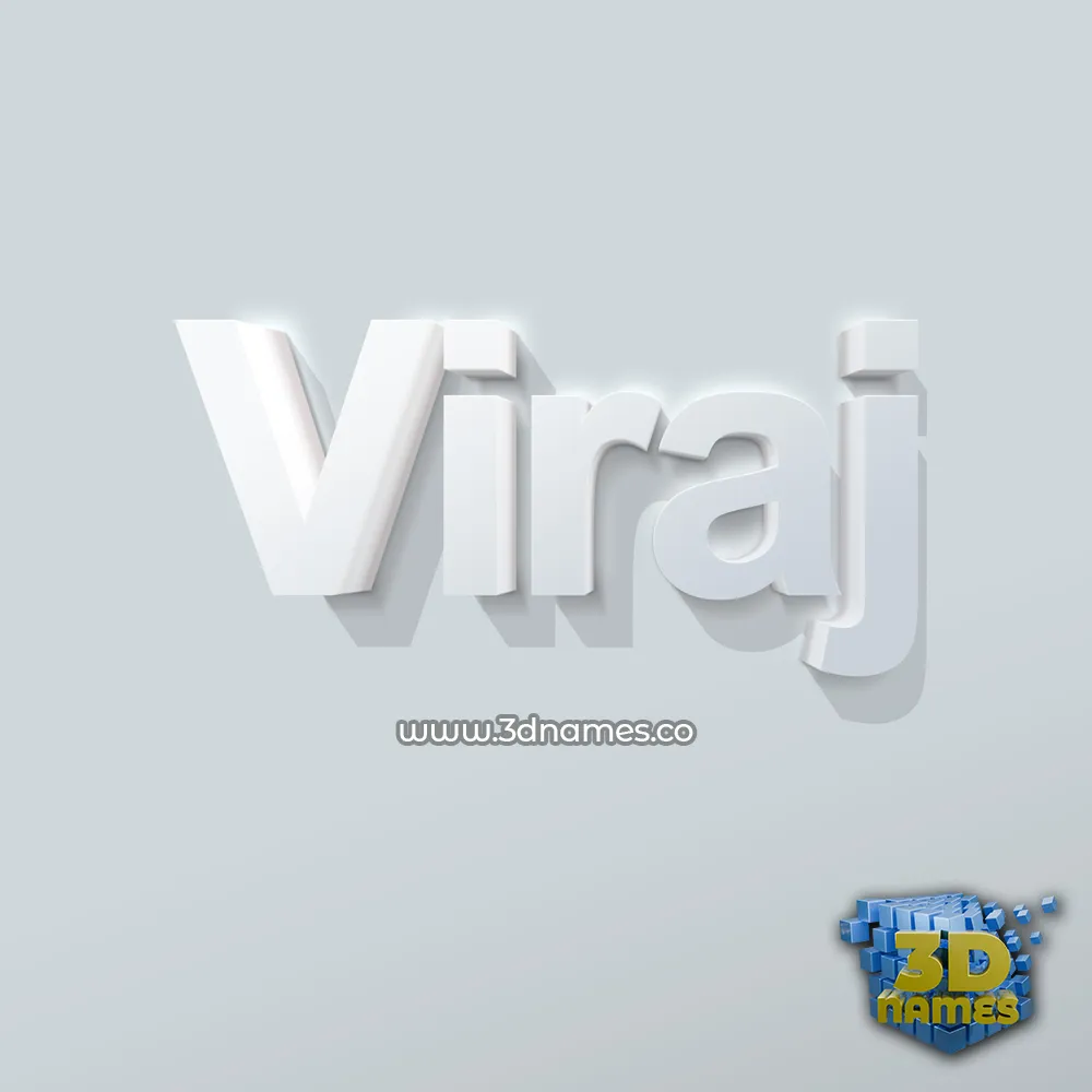 viraj in Clean White style - 3D name wallpaper