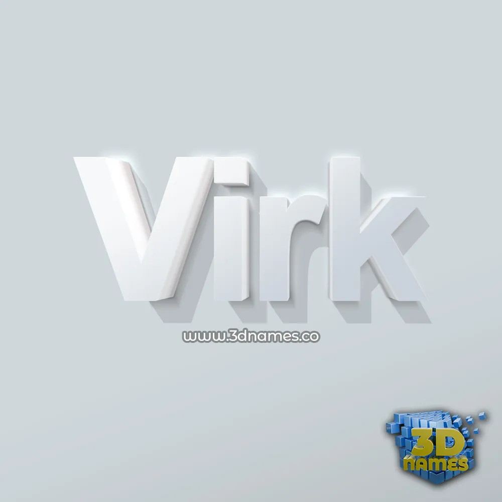 virk in Clean White style - 3D name wallpaper