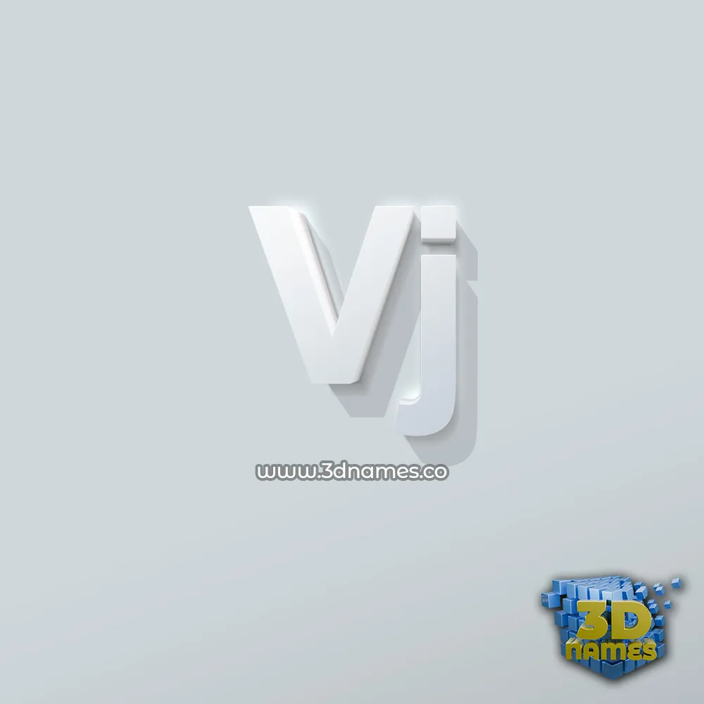 vj in Clean White style - 3D name wallpaper