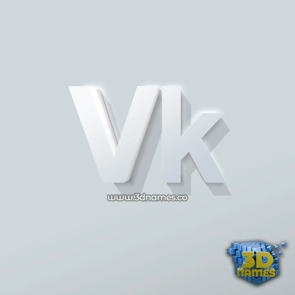 vk in Clean White style - 3D name wallpaper