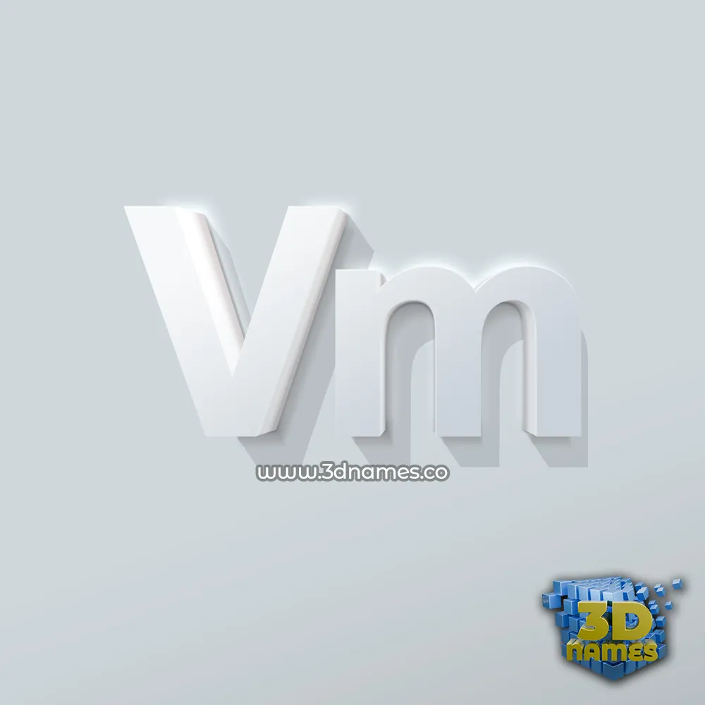 vm in Clean White style - 3D name wallpaper
