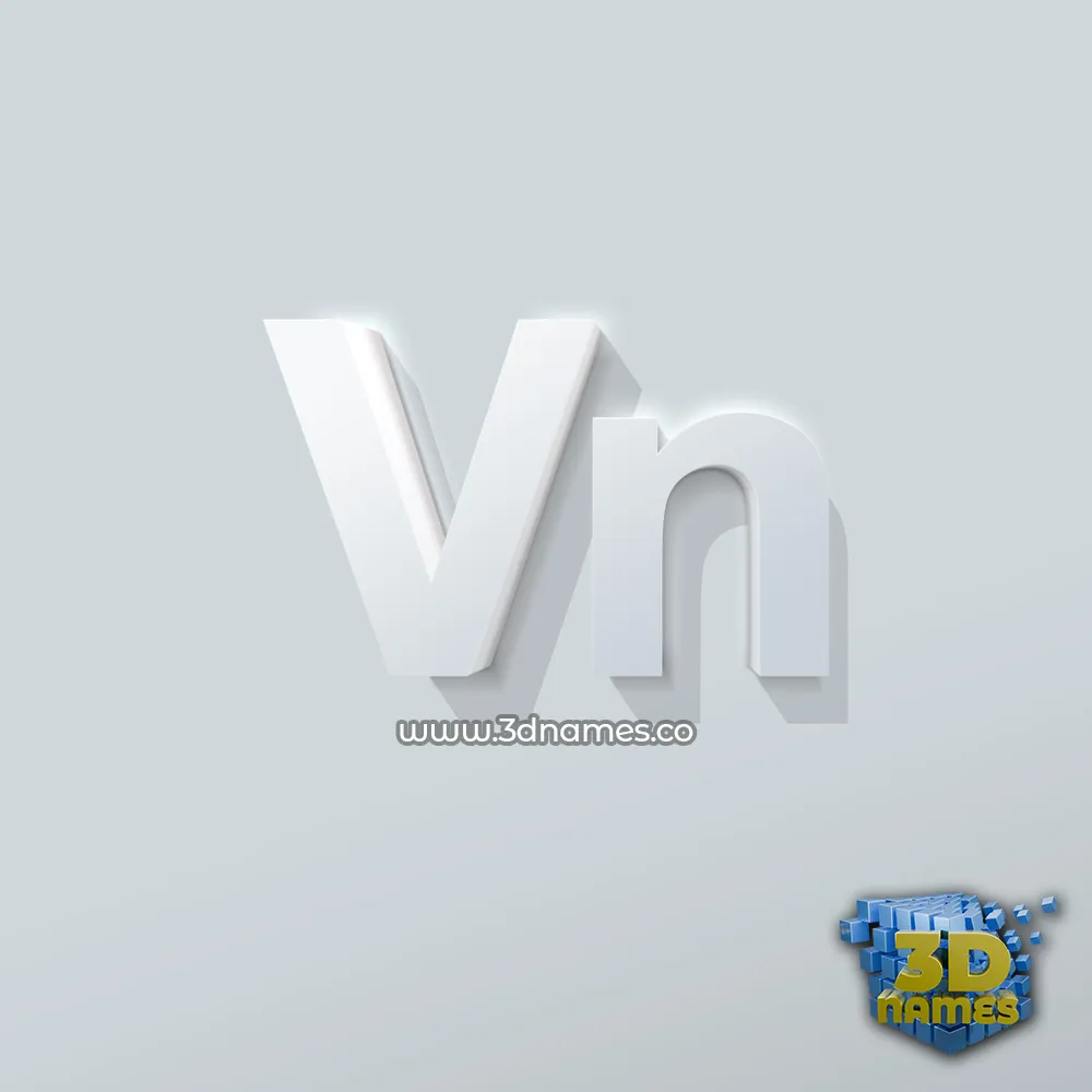 vn in Clean White style - 3D name wallpaper