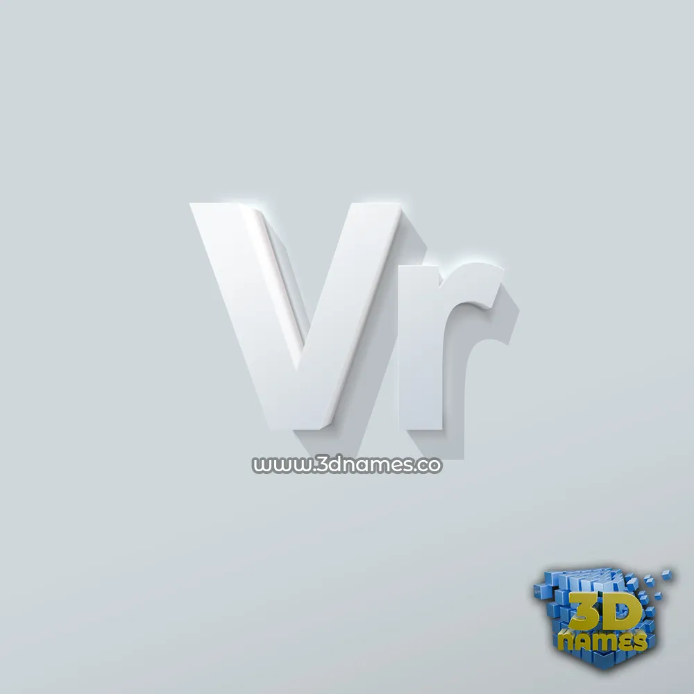 vr in Clean White style - 3D name wallpaper
