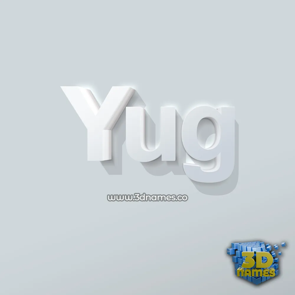 yug in Clean White style - 3D name wallpaper