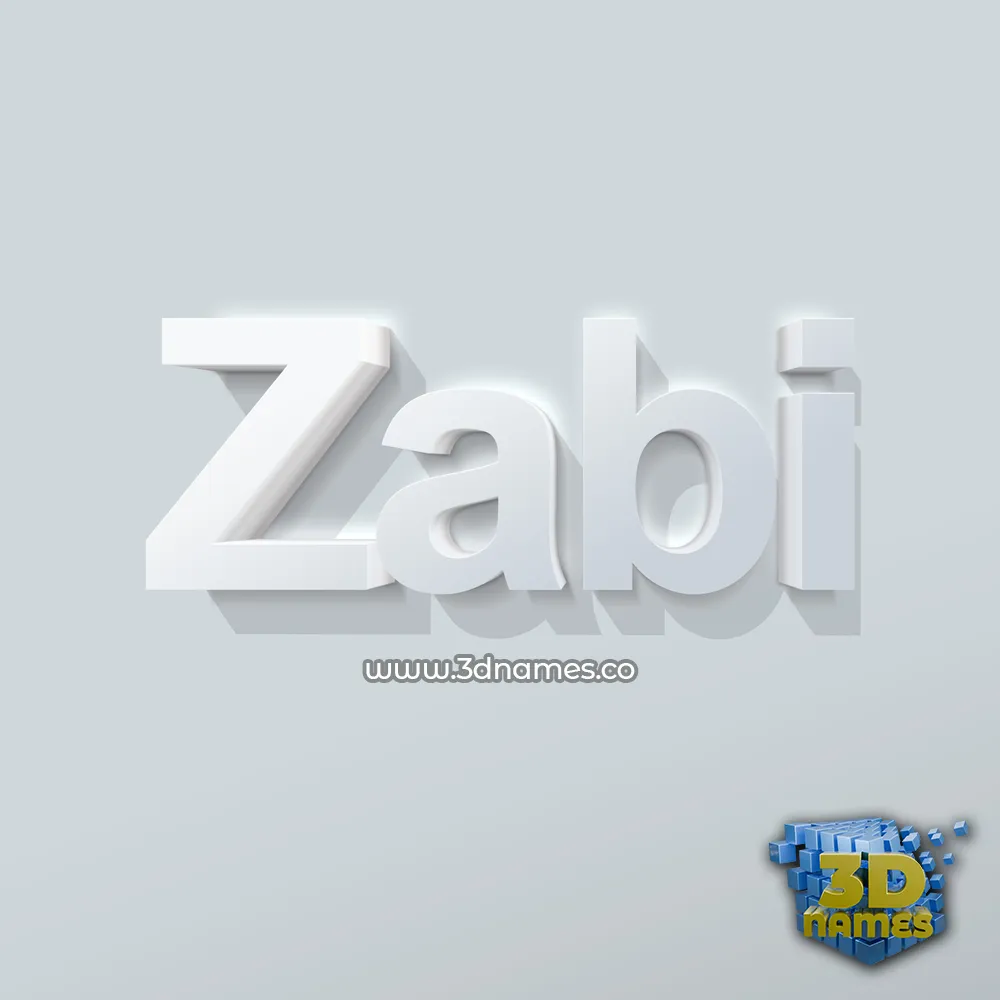 zabi in Clean White style - 3D name wallpaper